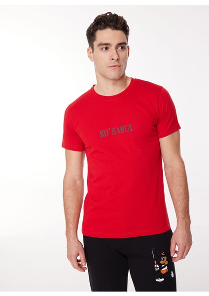 Bisiklet Yaka Baskılı Kırmızı Erkek T-Shirt Mtt G540 Rekst_reflector Regular modelleri