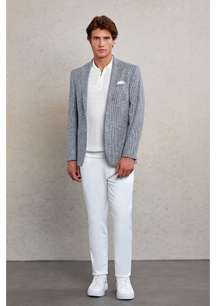 Lacivert Comfort Fit Desenli Mono Yaka Casual Ceket fiyatları