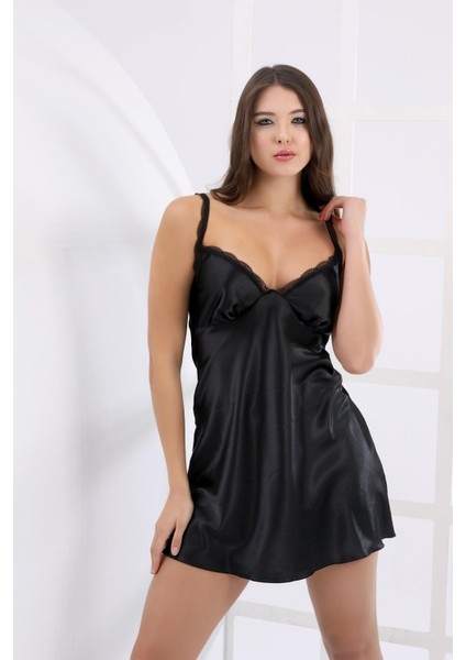 9479 Fantezı Dantel Saten Gecelik
