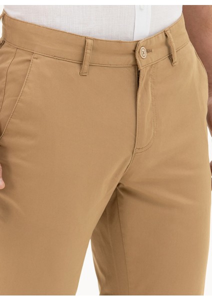 Normal Bel Normal Paça Slim Fit Deve Tüyü Erkek Pantolon Rıves