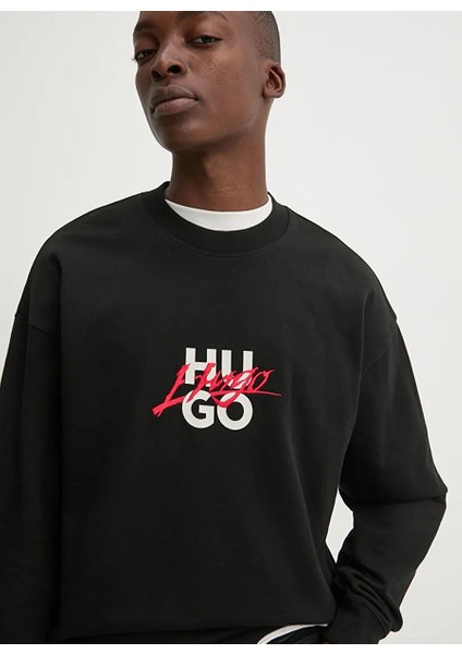 Siyah Erkek Bisiklet Relaxed Düz Sweatshirt 50521081_DLOGONTY