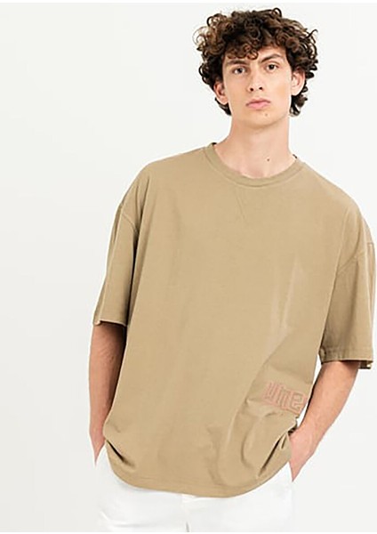 Gmg Fırenze Bisiklet Yaka Ekru Erkek T-Shirt ZR24MSS03050
