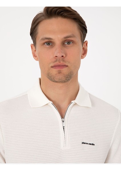 Ekru Slim Fit Örme Dokulu Polo Yaka Tişört fiyatları