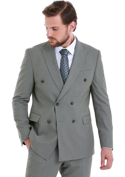 Vizon Slim Fit Desenli Kruvaze Klasik Takım Elbise fırsatları