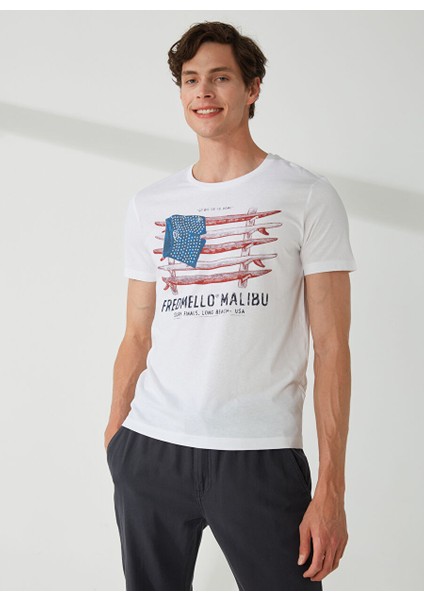 Bisiklet Yaka Beyaz Erkek T-Shirt FM23S22TGWHITE modelleri