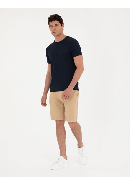 Camel Slim Fit Dokuma Şort