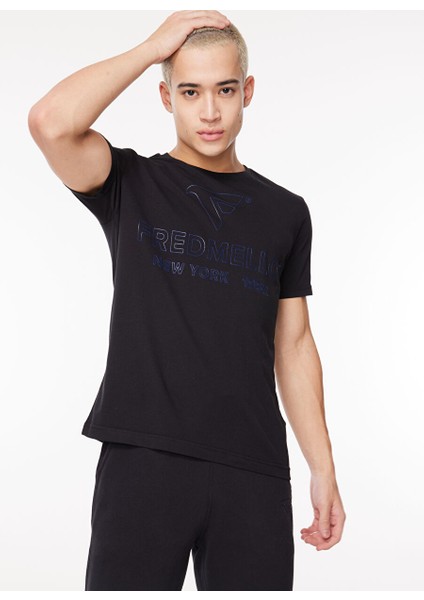Bisiklet Yaka Siyah Erkek T-Shirt FM23W02TG