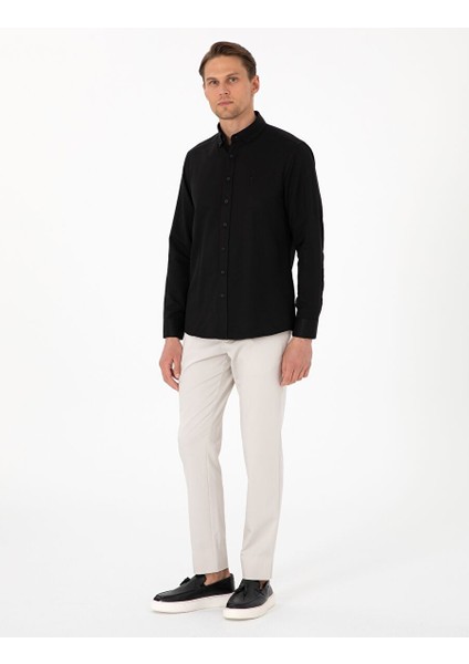Siyah Slim Fit Uzun Kollu Gömlek