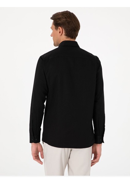 Siyah Slim Fit Uzun Kollu Gömlek