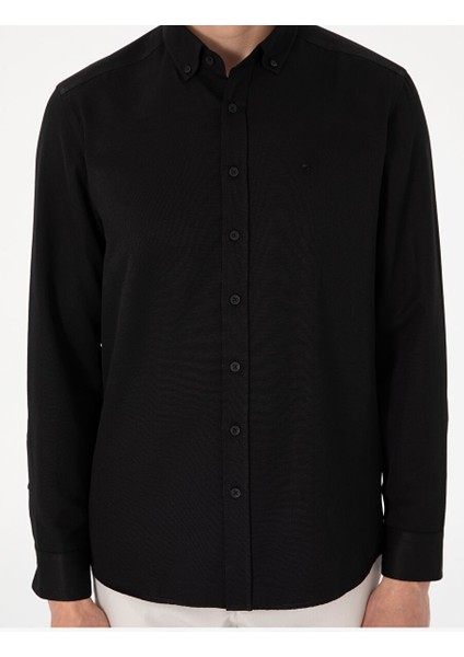 Siyah Slim Fit Uzun Kollu Gömlek