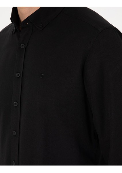 Siyah Slim Fit Uzun Kollu Gömlek