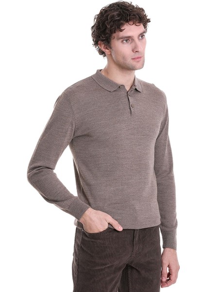 Vizon Regular Fit Düz Polo Yaka Triko Kazak modelleri