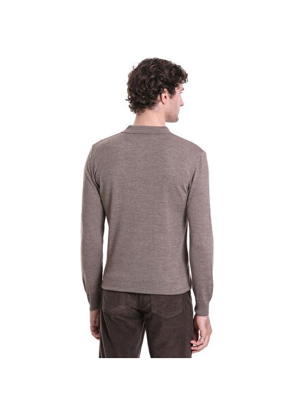 Vizon Regular Fit Düz Polo Yaka Triko Kazak