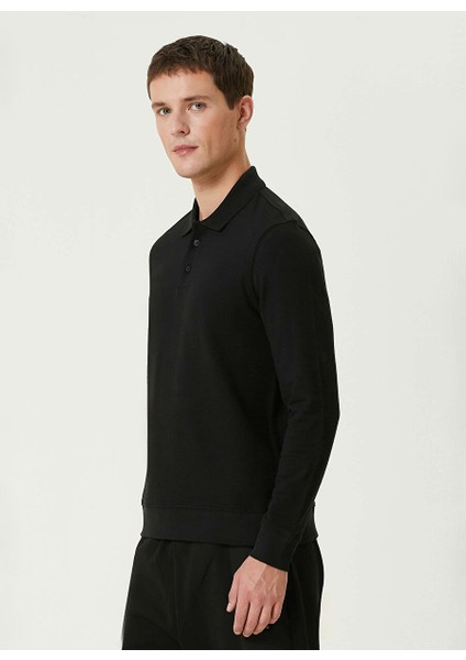 Siyah Erkek Düğmeli Slim Fit Düz Sweatshirt 1092426 fırsatları