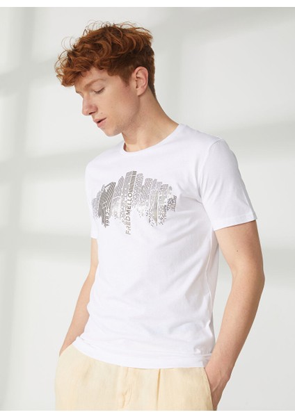 Bisiklet Yaka Beyaz Erkek T-Shirt FM23S39TGWHITE fiyatları