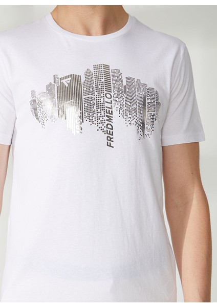 Bisiklet Yaka Beyaz Erkek T-Shirt FM23S39TGWHITE fırsatları