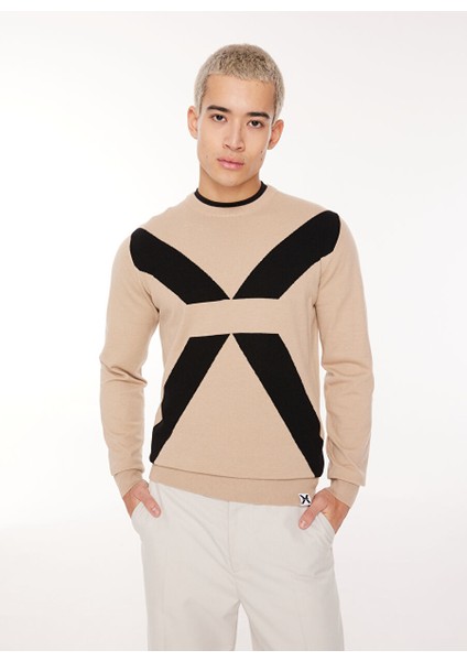Yarım Balıkçı Yaka Slim Fit Bej Erkek Kazak UMA23045MA