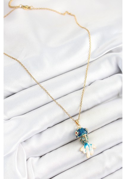 316L Çelik Zincir Mavi Balık Model Gold Renk Kadın Kolye - Lisinya fiyatları