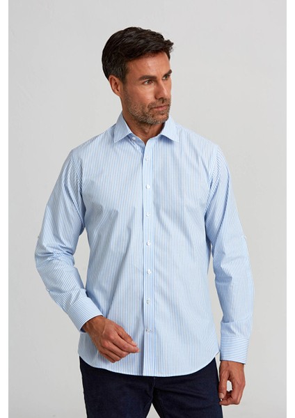 Düğmeli Yaka Regular Fit Gömlek Açık-Mavi GMCZG3PS22400003_D33