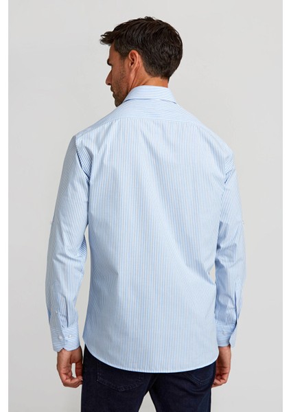 Düğmeli Yaka Regular Fit Gömlek Açık-Mavi GMCZG3PS22400003_D33