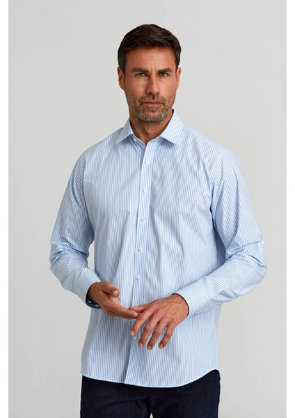Düğmeli Yaka Regular Fit Gömlek Açık-Mavi GMCZG3PS22400003_D33