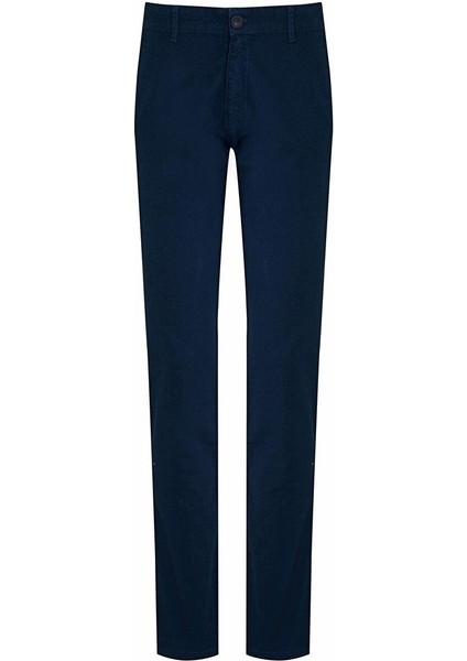 Lacivert Regular Fit Desenli Pamuklu Yandan Cep Kanvas Pantolon