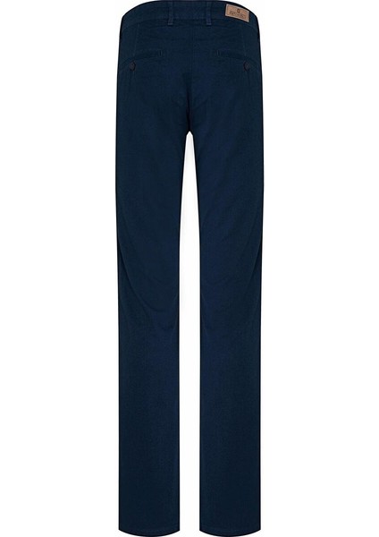 Lacivert Regular Fit Desenli Pamuklu Yandan Cep Kanvas Pantolon