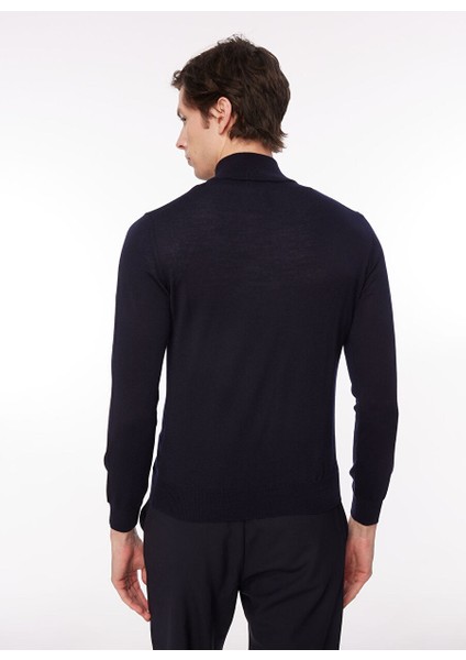 Koyu Lacivert Erkek Bisiklet Slim Fit Kazak WM63_ZMG9 indirimleri