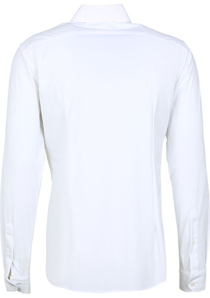 Slim Fit Düğmeli Yaka Beyaz Erkek Gömlek A266CARLST98-