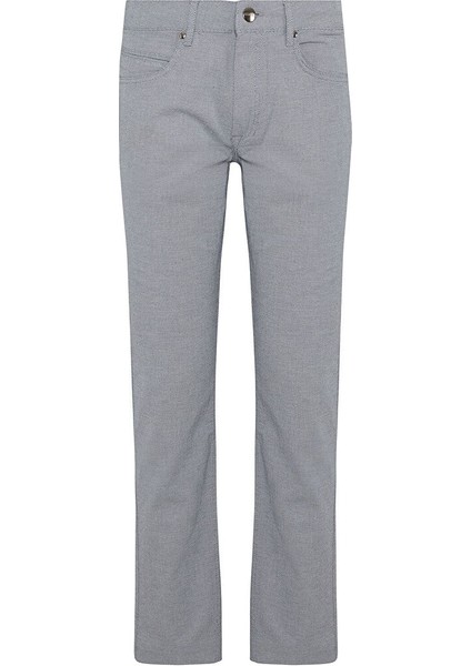 Lacivert Regular Fit Desenli Pamuklu 5 Cep Kanvas Pantolon
