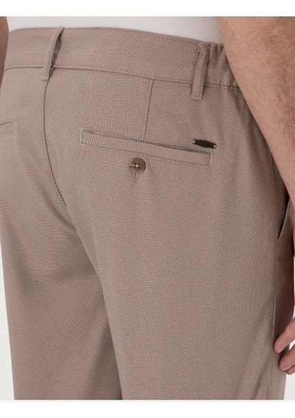 Koyu Bej Slim Fit Beli Lastikli Kanvas Pantolon