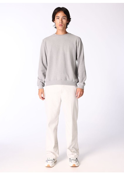 Gri Erkek Bisiklet Basic Düz Sweatshirt MML4WM-SWT9518