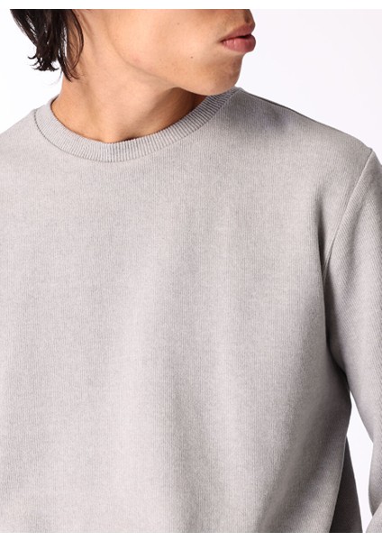 Gri Erkek Bisiklet Basic Düz Sweatshirt MML4WM-SWT9518