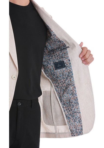 Bej Slim Fit Düz Mono Yaka Casual Keten Ceket indirimleri