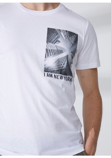Bisiklet Yaka Beyaz Erkek T-Shirt FM23S38TGWHITE fırsatları