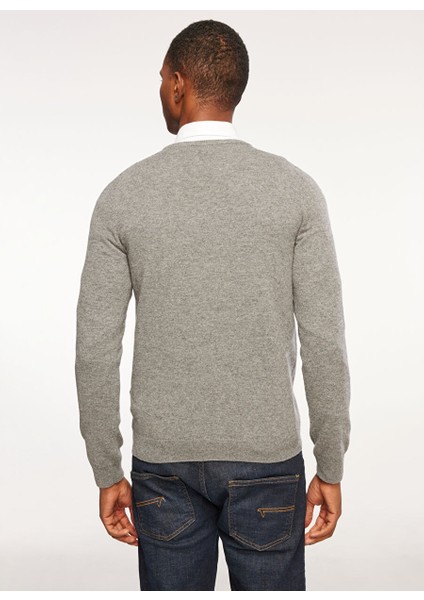 Bisiklet Yaka Gri Melanj Erkek Sweatshırt FM23W23MG