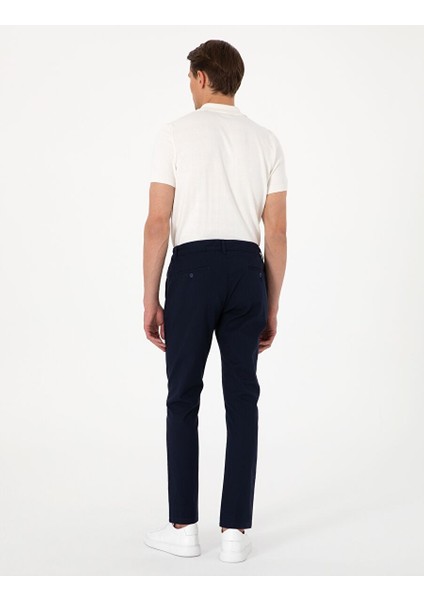 Lacivert Slim Fit Keten Görünümlü Kanvas Pantolon fırsatları