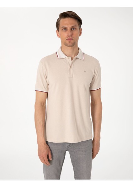Bej Slim Fit Polo Yaka Tişört modelleri