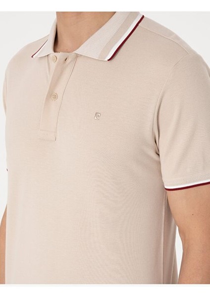 Bej Slim Fit Polo Yaka Tişört