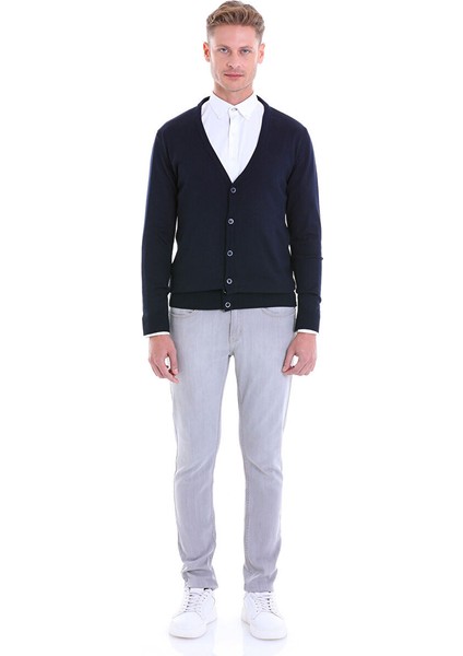 Lacivert Comfort Fit Düz V Yaka Yünlü Triko Hırka fırsatları