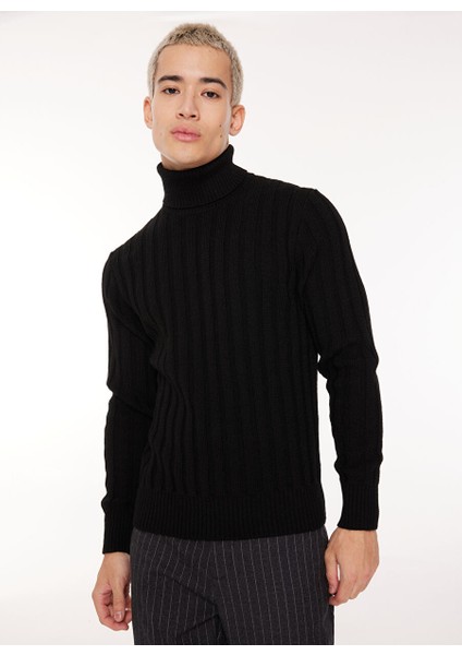 Siyah Erkek Balıkçı Yaka Slim Fit Kazak WM34_ZM07 indirimleri