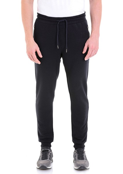 Lacivert Regular Fit Düz Pamuklu Yandan Cep Eşofman Alt