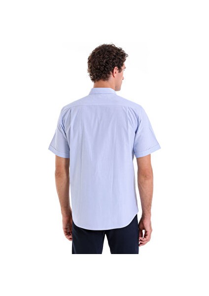 Mavi Regular Fit Kareli Pamuklu Slim Yaka Kısa Kol Klasik Gömlek