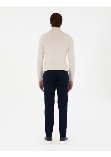 Lacivert Slim Fit Kanvas Pantolon