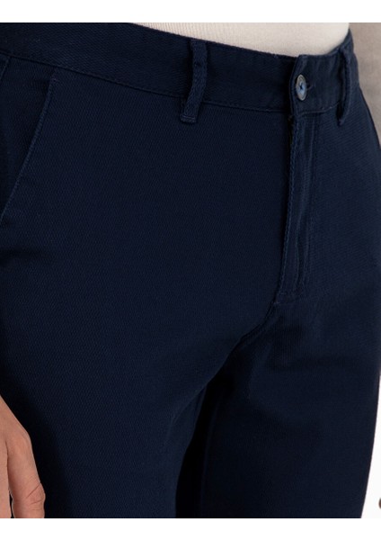 Lacivert Slim Fit Kanvas Pantolon