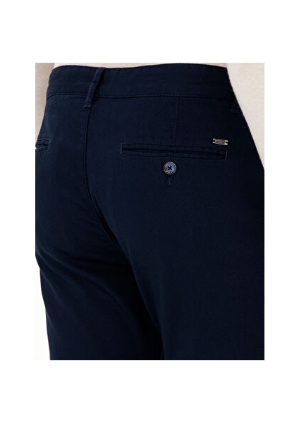 Lacivert Slim Fit Kanvas Pantolon