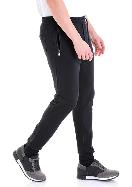 Lacivert Regular Fit Düz Pamuklu Yandan Cep Eşofman Alt