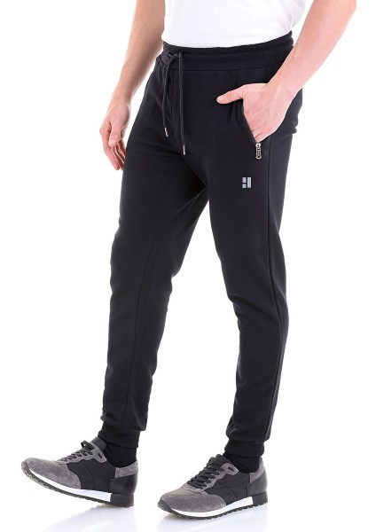 Lacivert Regular Fit Düz Pamuklu Yandan Cep Eşofman Alt