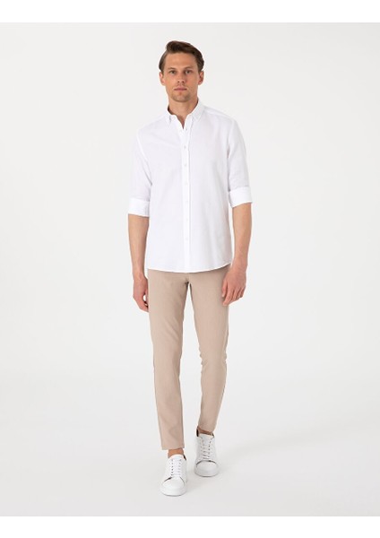 Beyaz Slim Fit Uzun Kollu Gömlek