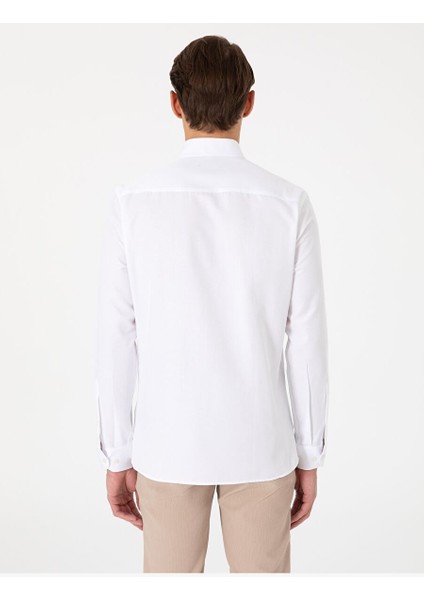 Beyaz Slim Fit Uzun Kollu Gömlek
